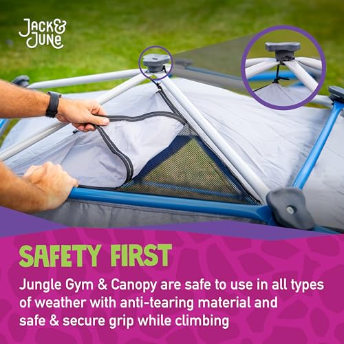 Jack and June Jungle Gym Canopy Set Outdoor Play UV-Resistant Blue/Grey