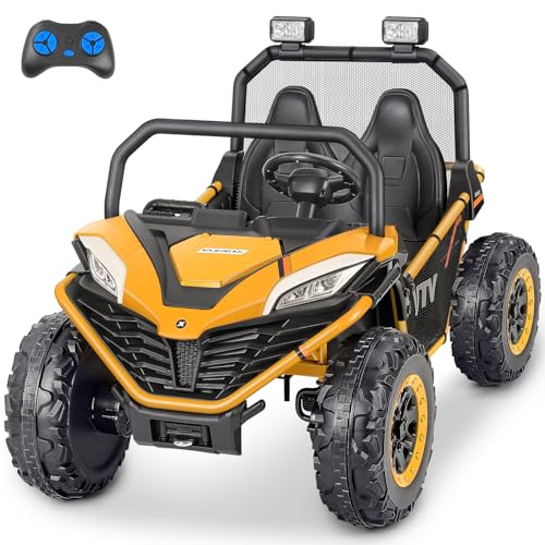 ELEMARA 24V 2 Seater XL Electric Off-Road UTV for Kids Mustard