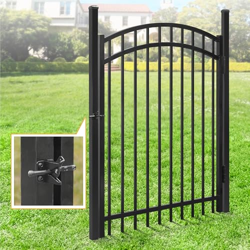 Fencer Wire Heavy Duty Flat Top X-Pattern Decorative Fence Gate Black 5FT x 4FT