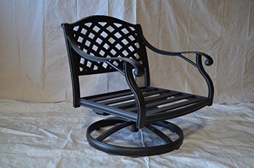 Guoml Nassau Outdoor Patio Set of 4 Swivel Rocker Club Chairs Dark Bronze