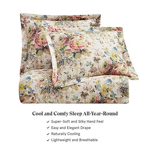 H HIEND ACCENTS Floral Bedding Jardin Lyocell King Comforter Set Salmon