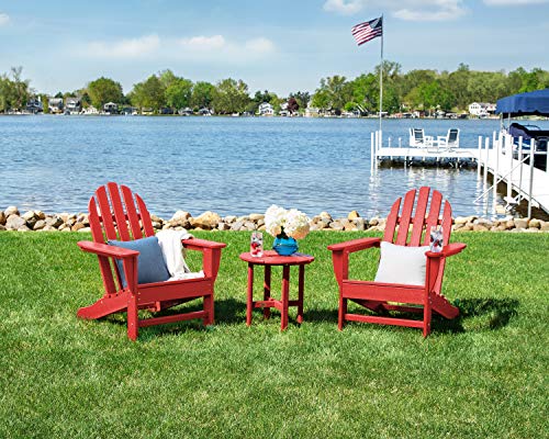 Polywood Classic 3-Piece Adirondack Chair Side Table Set Aruba