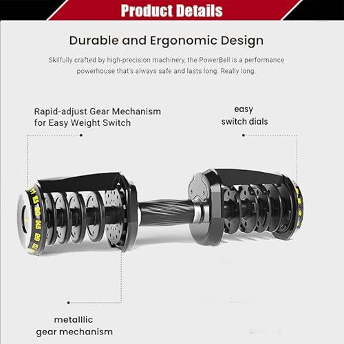 RitKeep Fitness Adjustable Weight Dumbbells 95 lbs Black