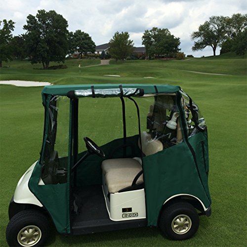 DOORWORKS GOLF CART ENCLOSURES Blue Universal Golf Cart Cover with Travel Bag - Portable & Drivable 4-Sided - Fits EZGO TXT RXV & Club Car DS Precedent Onward (Blue, 60” L X 44” W)