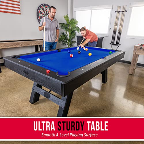 GoSports 7 ft Pool Table with Wood Finish Blue