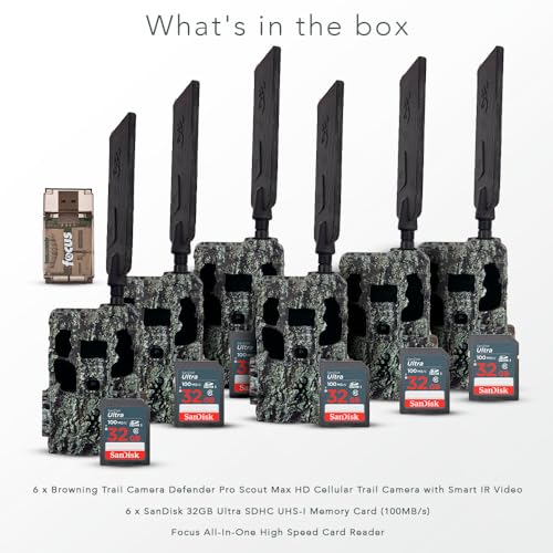 Browning Trail Camera Defender Pro Scout Max HD Cellular Bundle with 32GB Memory Card and USB Reader