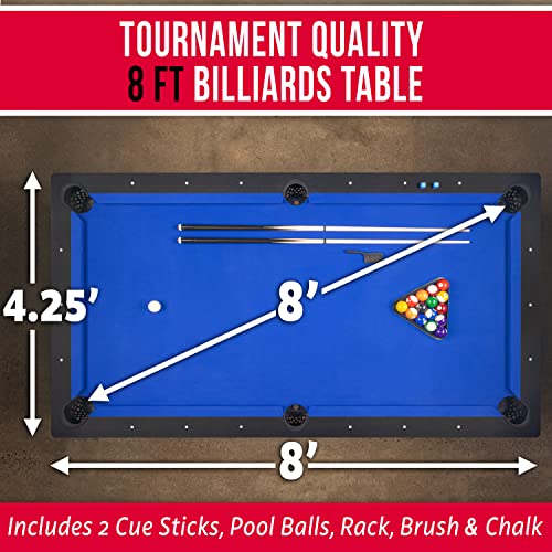 GoSports 8 ft Pool Table with Wood Finish Blue
