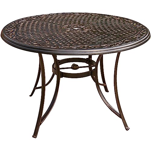 Hanover Manor 7-Piece Outdoor Dining Set with Swivel Chairs and Round Table Tan