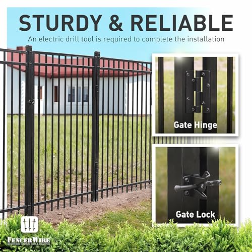 Fencer Wire Heavy Duty Flat Top X-Pattern Decorative Fence Gate Black, 5FT x 4FT, Pack of 10