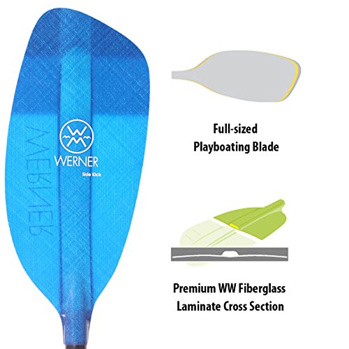 Werner Paddles Whitewater Kayak Paddle Fiberglass Translucent Blue