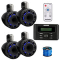 KICKER All-Weather Marine USB Bluetooth AM/FM Media Center Receiver with 4X 6.5" 300W Peak LED Tower Speakers Black