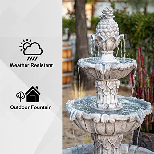 XBrand 3-Tier Outdoor Freestanding Bird Bath Fountain with Pump Gray