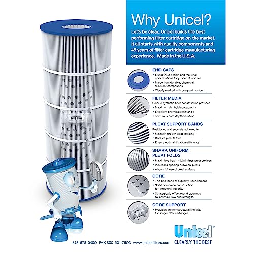 Unicel Swimming Pool Filter Cartridge 102 Sq Ft 4 Oz Media, 195 Pleats (4 Pack)