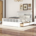 FAVSH Queen Size Wood Platform Bed with Drawers White/Walnut