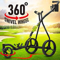 WishboneOne Golf Cart Push Carts - Swivel Front Wheel, 1-Step Folding, Aircraft Grade Frame | Lightweight Lime