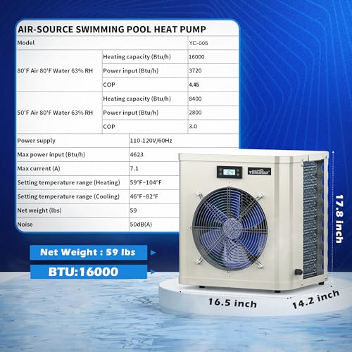 Villastar Pool Heater 16000 BTU/hr Electric Above Ground & Inground Pools