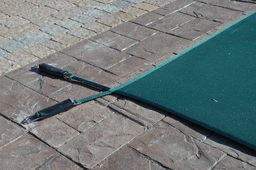 GLI Pool Products ProMesh Rectangular Safety Cover System 16x32 Ft with Right Step Green