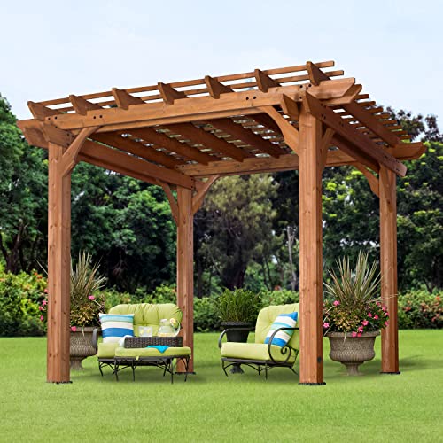 Backyard Discovery Beaumont 10' x 10' Cedar Wood Pergola Kit Light Brown