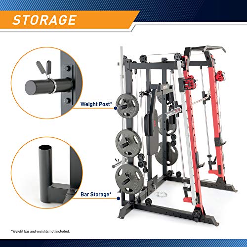 MARCY Smith Machine Cage System Home Gym Multifunction Rack SM-4033 Red