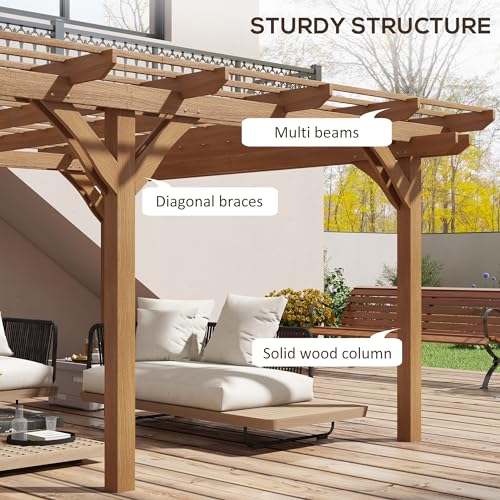 Outsunny 12' x 16' Outdoor Wood Pergola Brown