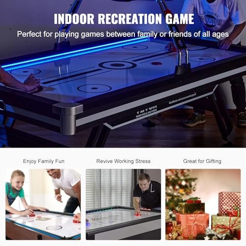 VEVOR Air Hockey Table 89" with Electronic Score System, LED Sports Game, 2 Pushers, 2 Pucks - Black and White
