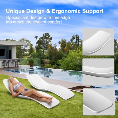 Aqua Blue Pool Lounge Chairs Set of 2 - Fade Resistant Sun Tanning Water Chair - White