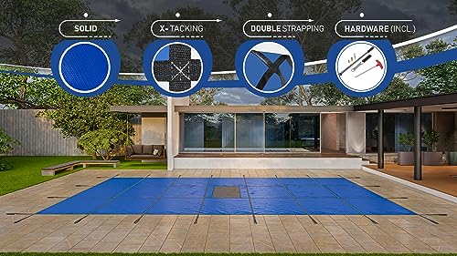 WaterWarden Inground Pool Safety Cover 20' x 42' Rectangle Solid Blue