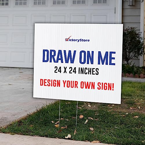 VictoryStore 24” x 24” Corrugated Plastic Blank Yard Signs White