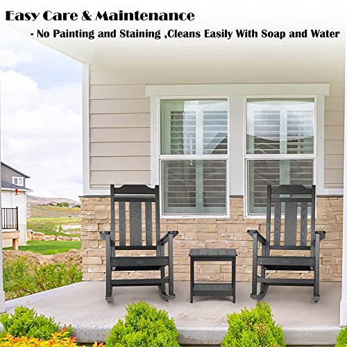 hOmeHua Patio Rocking Chair Set of 4 All Weather Resistant Black