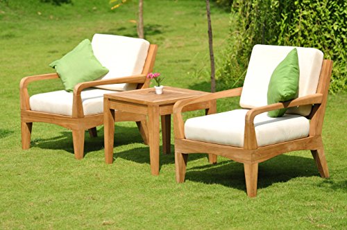 WholesaleTeakFurniture Noida Grade-A Teak Wood Lounge 3pc Chair Set