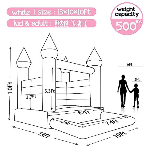 OZIS Inflatable White Bounce House Castle with Ball Pit 13x10x10FT