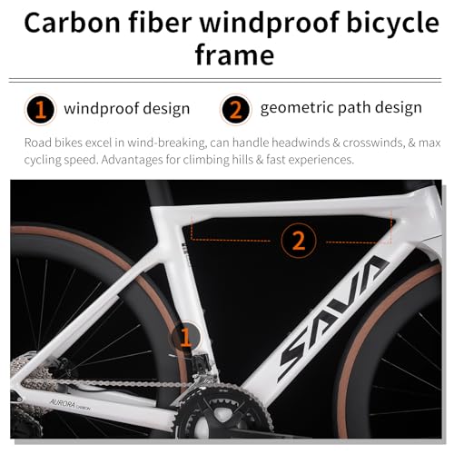 SAVADECK Carbon Fibre Road Bike Shimano R7120 White