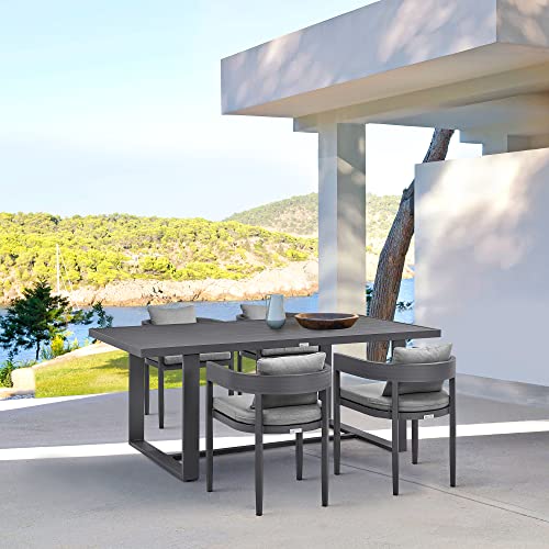 Armen Living Menorca Outdoor Patio Dining Chairs Set of 2 Dark Grey