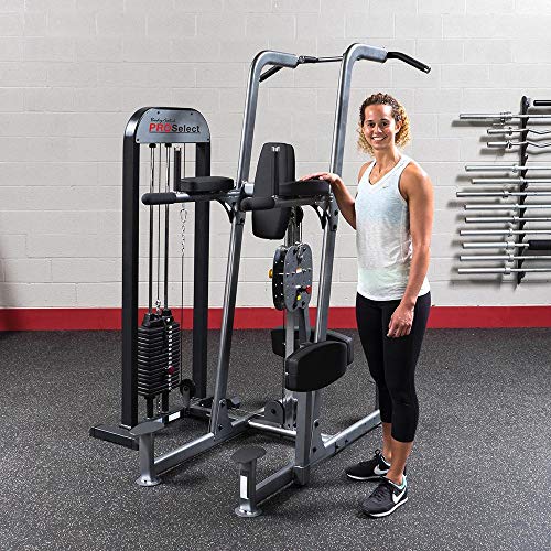 Body-Solid FCD-STK Selectorized Knee Lift Tower with Weight Assist Black Gray