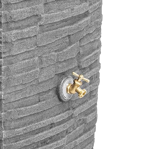 Good Ideas Impressions Riverwalk 50 Gallon Faux Slate Dual Spigot Rain Barrel Dark Granite