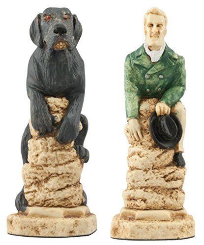 Studio Anne Carlton Sherlock Holmes Chess Set Handmade Hand Painted 5 Inches Burgundy Cream