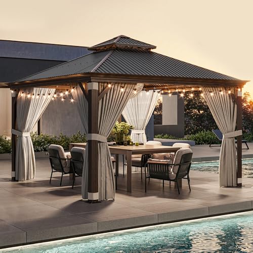 BELLEZE 12x12ft Hardtop Gazebo Brown