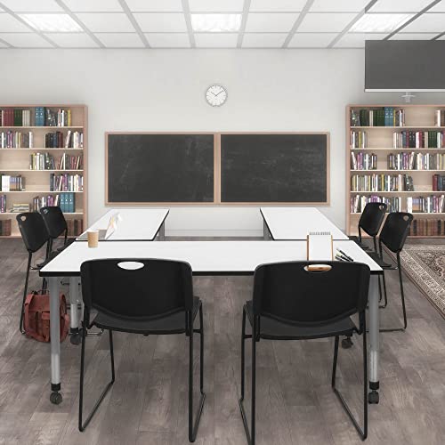 Romig Height Adjustable Mobile Classroom Activity Table 72x30in White/Grey