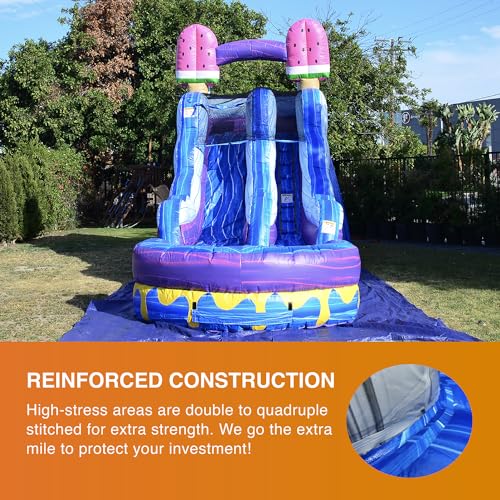 JumpOrange 15' Ice Pops Commercial Water Slide with Pool Purple/Blue