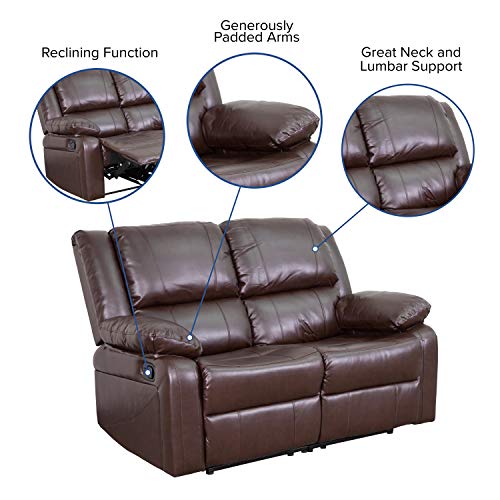Flash Furniture Harmony Series Brown LeatherSoft Loveseat with Recliners
