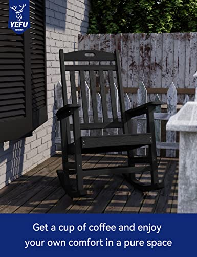 YEFU Outdoor Rocking Chair Set of 4 Heavy Duty Black