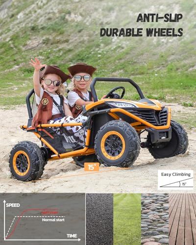 ELEMARA 24V 2 Seater XL Electric Off-Road UTV for Kids Mustard