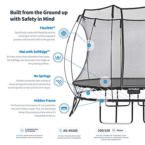 Springfree Large Oval Trampoline 8x13 ft with FlexrStep V2 Bundle Black