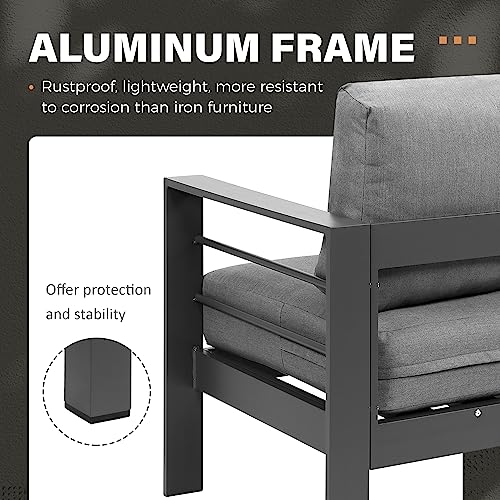 Solaste 6 Piece Aluminum Patio Furniture Set with Fire Pit Table and Ottoman Grey