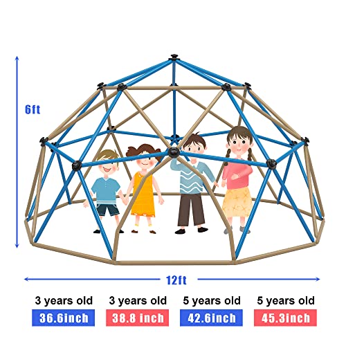 KOZYSPHERE Kids Climbing Dome Tower 12ft Jungle Gym Blue/Coffee