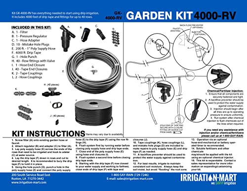 We SAVVY Irrigation GK-4000-RV Garden Irrigation Kit 4000 Row Feet