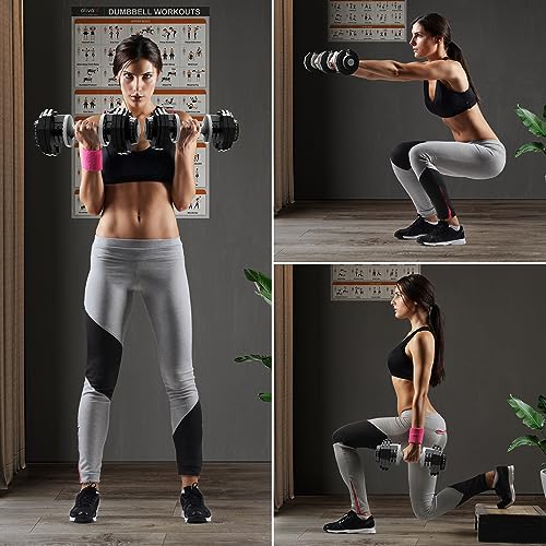 ATIVAFIT Adjustable Dumbbell for Workout Strength Training Fitness Weight Gym Set 55LB-Pair
