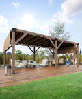 VerisShade 12 Ft x 20 Ft Cedar Pergola with Canopy Reddish-Brown