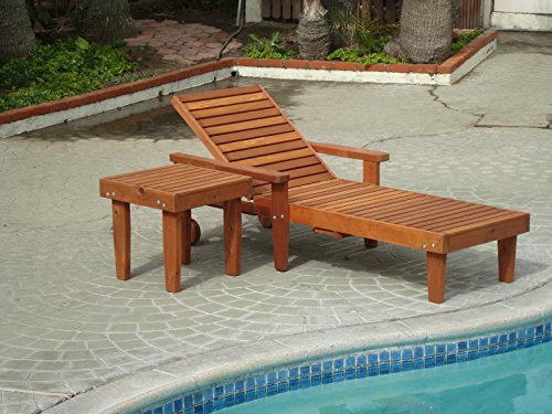 Best Redwood 24" Solid Wood Outdoor Chaise Lounge Natural 1905 Super Deck