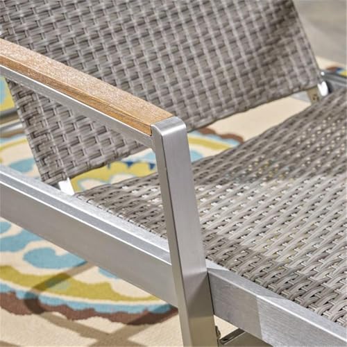 Noble House Oxton Outdoor Wicker and Aluminum Chaise Lounge Set of 4 Grey
